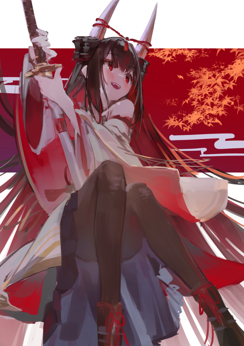 1girl, absurdres, azur_lane, black_boots, black_hair, black_pantyhose, blush, boots