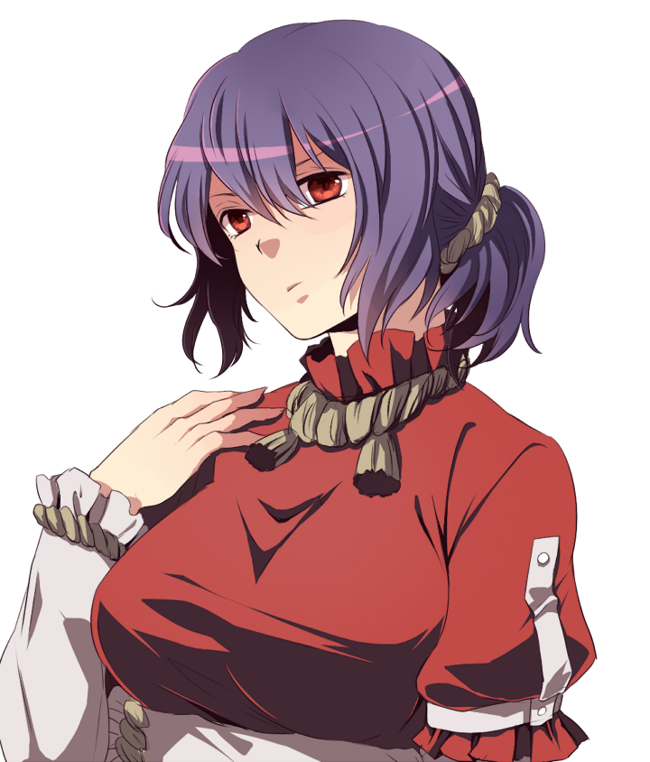 alternate_hairstyle, bad_id, hinase_kei, hinasekei, ponytail, purple_hair, red_eyes, shimenawa