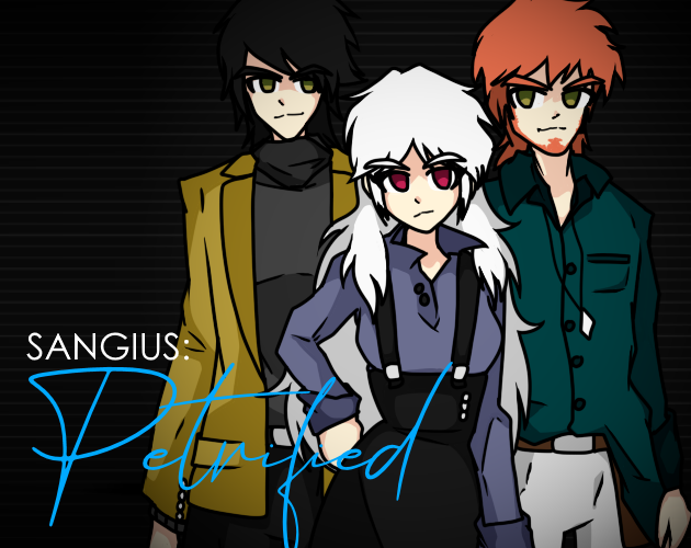 1girl, 2boys, black_hair, collared_shirt, green_eyes, jacket, kodoku, long_hair