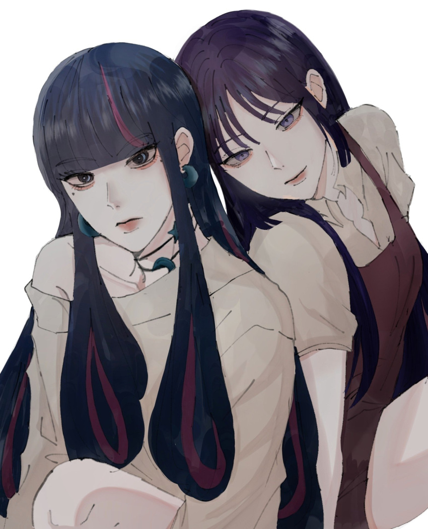 2girls, ada_(naruto), black_eyes, black_hair, blunt_bangs, boruto:_two_blue_vortex, brown_dress, brown_sweater