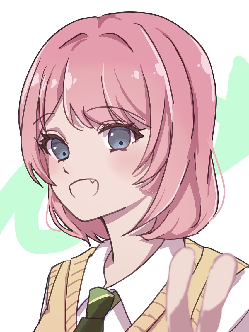 1girl, alternate_hair_length, alternate_hairstyle, bang_dream!, bang_dream!_it's_mygo!!!!!, brown_sweater_vest, chihaya_anon, collared_shirt