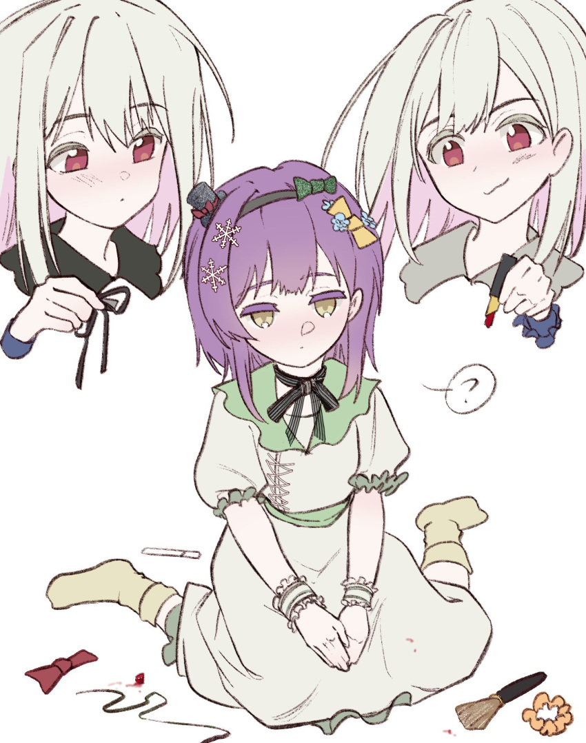 3girls, ?, bang_dream!, bang_dream!_it's_mygo!!!!!, black_choker, black_hairband, chinese_commentary, choker