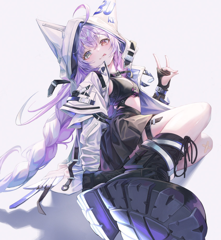 animal_ears, black_gloves, black_skirt, breasts, commentary, egen_tee, fingerless_gloves, fox_ears