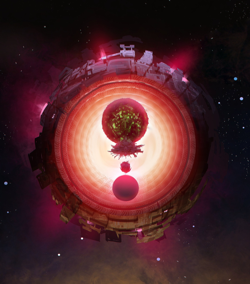 absurdres, alien, ankh_of_the_triarch, architecture, armor, artificial_eye, attack_moon_(wh40k), building, castle, city, cityscape, commentary, english_commentary, fangs, fire, floating_castle, floating_city, floating_island, fortress, glowing, glowing_eye, glowing_windows, gothic_architecture, green_eyes, highres, imperial_fists, imperium_of_man, leagues_of_votann, mechanical_eye, megastructure, military_vehicle, moon, navis_imperialis, necron, no_humans, one-eyed, orc, ork_(warhammer), phalanx_(warhammer_40k), planet, planet_eater_(wh40k), scenery, science_fiction, skull, sky, space, space_station, spacecraft, spire, star_(sky), starry_sky, thefearmaster, tower, tusks, warhammer_40k, world_engine_(wh40k)