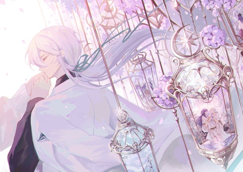 1girl, 2boys, absurdres, ambrum_(lovebrush_chronicles), black_shirt, cael_anselm, cael_anselm_(godheim), cael_anselm_(infinite_empire)