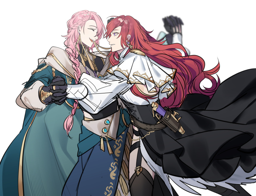 2boys, :d, ^_^, androgynous, backless_shirt, black_gloves, black_leotard, black_skirt