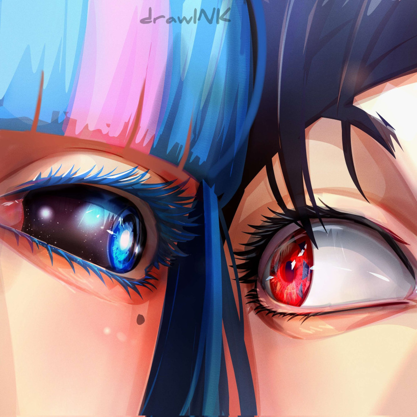 2girls, ada_(naruto), black_hair, black_sclera, blue_eyes, blue_hair, blunt_bangs, boruto:_two_blue_vortex