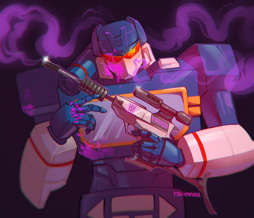 assault_visor, decepticon, energon, gun, handgun, highres, humanoid_robot, insignia