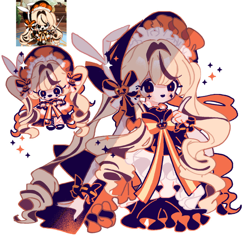 1girl, absurdly_long_hair, asymmetrical_dress, asymmetrical_legwear, bandaged_leg, bandages, bare_shoulders, black_bow