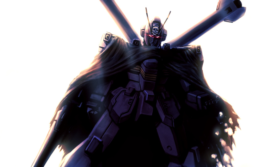 crossbone_gundam, crossbone_gundam_x-2, gundam, lance, mecha, no_humans, polearm, skull_and_crossbones