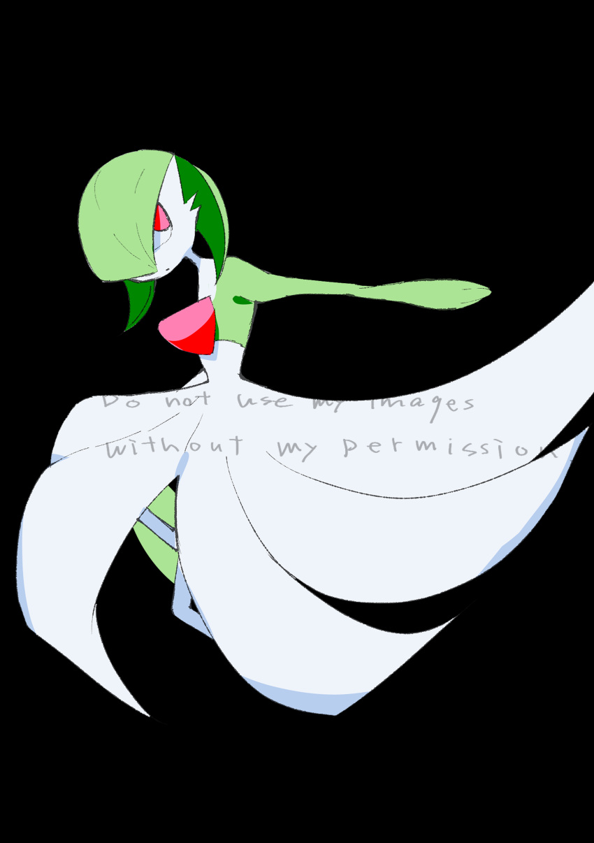 1other, absurdres, black_background, bob_cut, colored_skin, dress, empty_eyes, facing_to_the_side