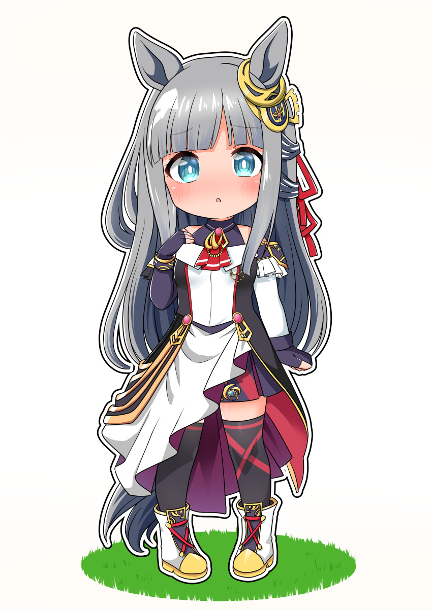 1girl, absurdres, animal_ears, blue_eyes, blunt_bangs, blush, breasts, chrono_genesis_(prismatic_curator)_(umamusume)