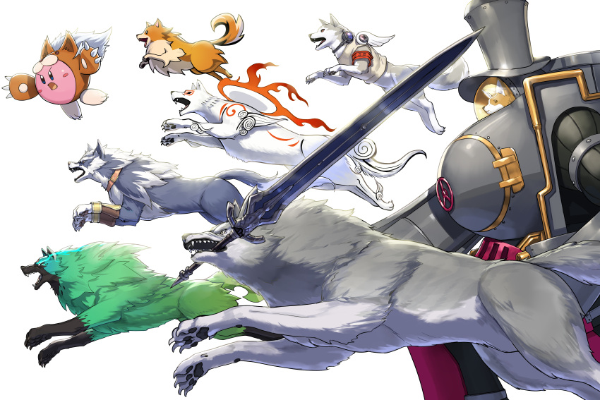 absurdres, amaterasu_(ookami), animal, animal_kirby, brown_fur, character_request, commission, copyright_request