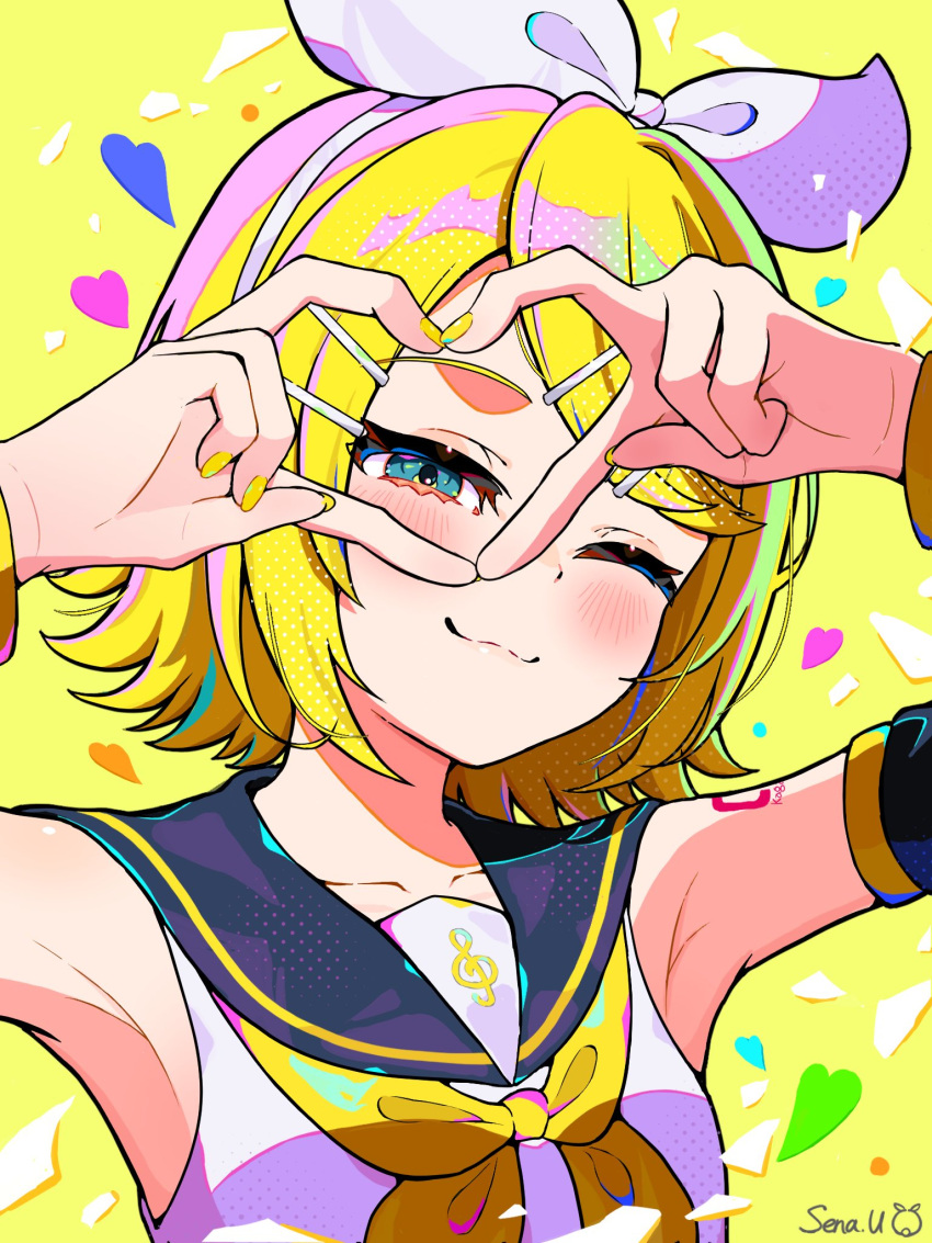 1girl, :3, aqua_eyes, armpits, artist_name, ben-day_dots, black_outline, black_sailor_collar
