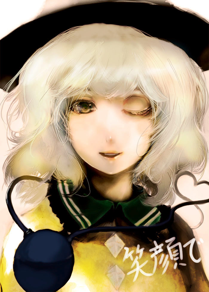 blonde_hair, eyelashes, hat, komeiji_koishi, lips, nanatsuki_sousuke, portrait, short_hair