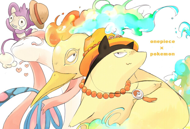 aipomm], blue_fire, boa_hancock, boa_hancock_(cosplay), clothed_pokemon, cosplay, crossover, fiery_hair