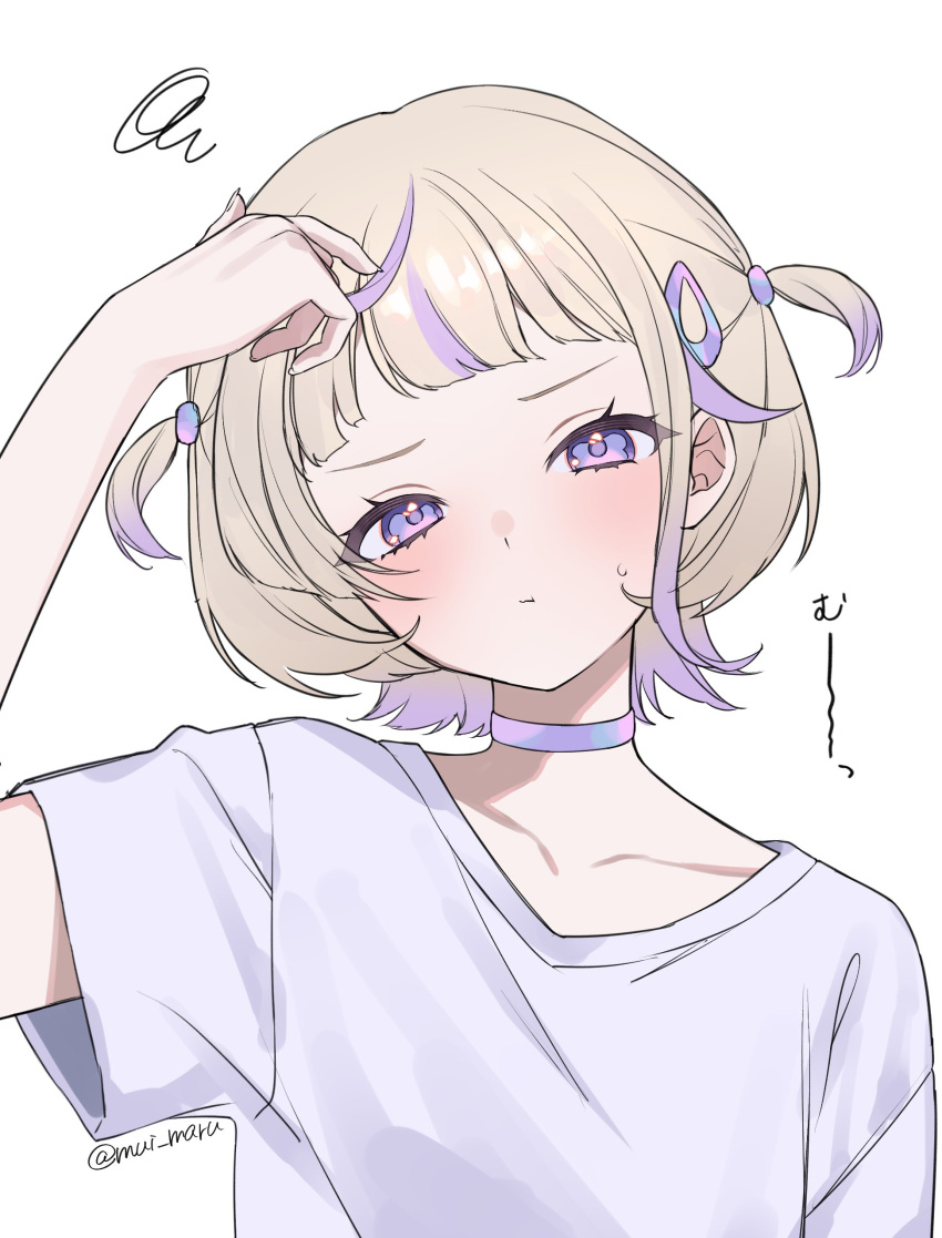 1girl, absurdres, blonde_hair, blunt_bangs, choker, closed_mouth, collarbone, highres