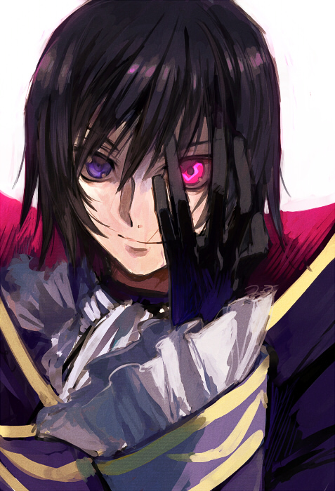 aoki, bad_id, black_hair, code_geass, geass, gloves, heterochromia, lelouch_lamperouge, male, purple_eyes, red_eyes, violet_eyes