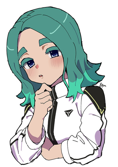 1boy, aqua_hair, blue_eyes, blush, inazuma_eleven_(series), inazuma_eleven_victory_road, looking_at_viewer, male_focus