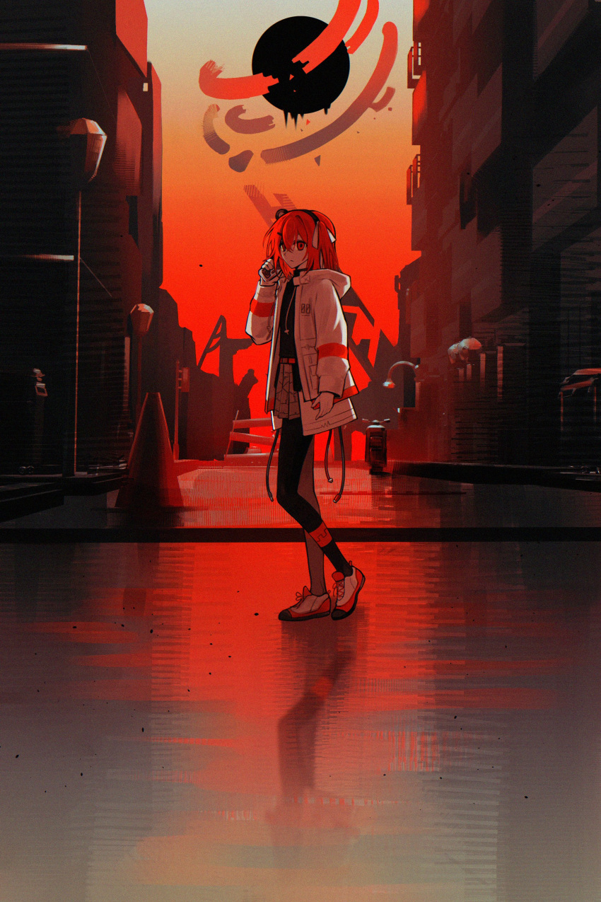 1girl, a.i._voice, absurdres, adachi_rei, backlighting, belt, black_pantyhose, black_shirt