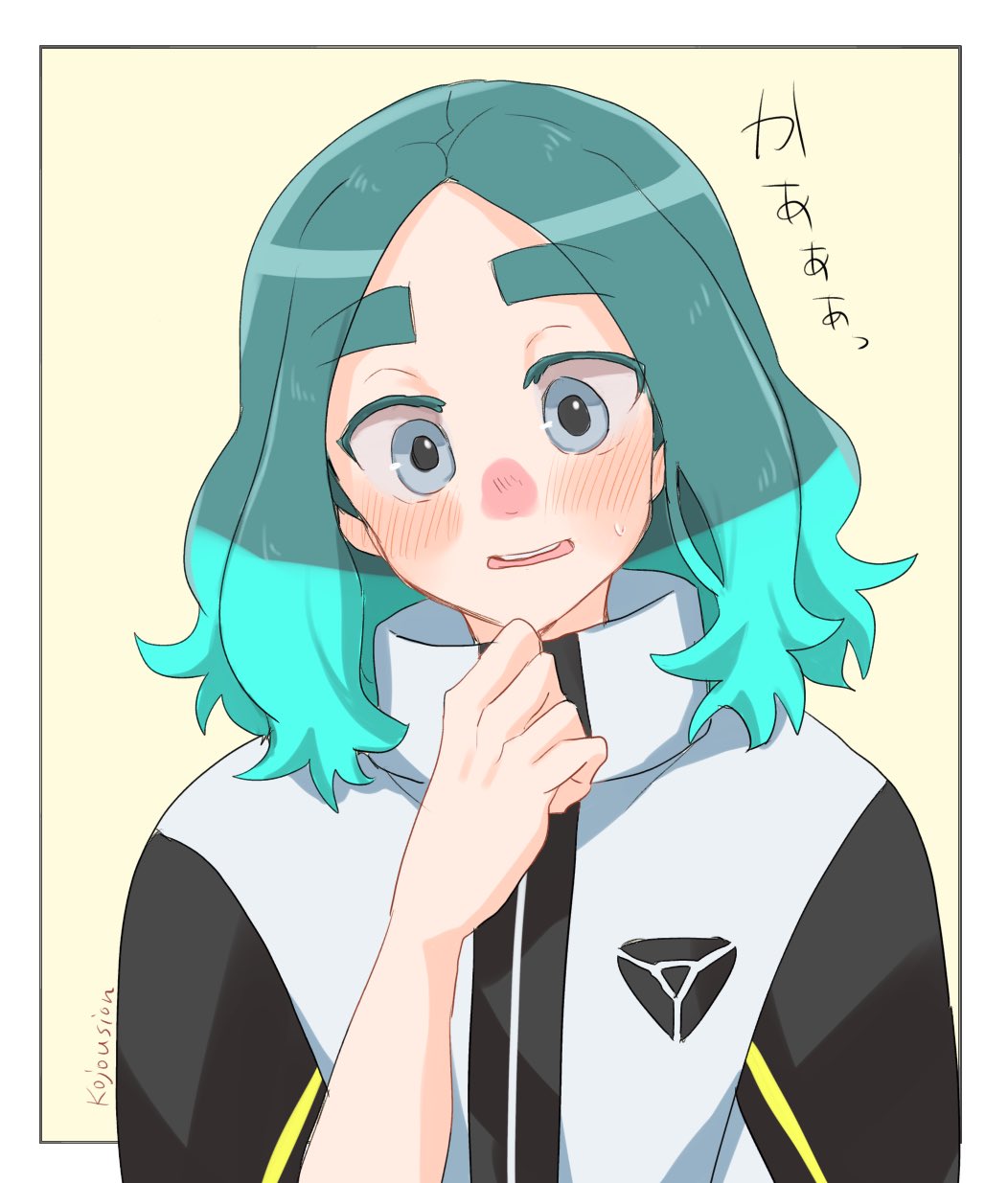 1boy, aqua_hair, black_sleeves, blue_eyes, blush, highres, inazuma_eleven_(series), inazuma_eleven_victory_road