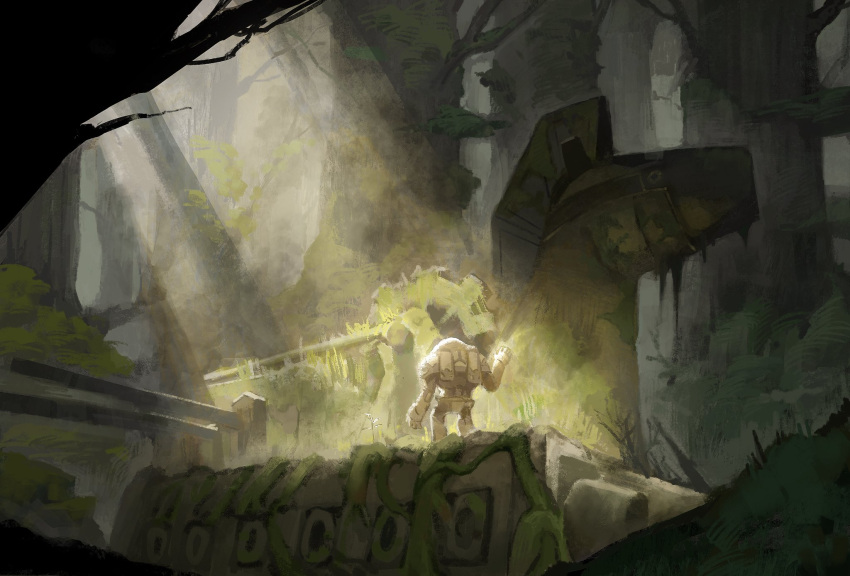 ancienttroiamon, arbormon, bly_mead, brown_helmet, digimon, digimon_(creature), forest, helmet