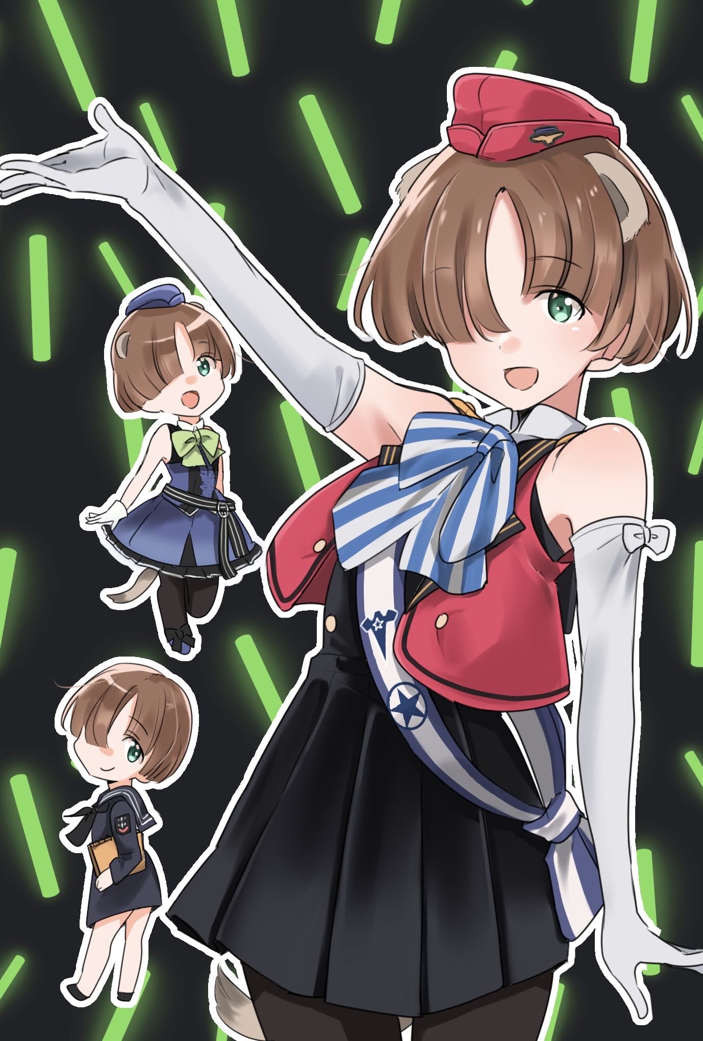 1girl, animal_ears, aviation_magic_band, back, black_dress, black_pantyhose, black_sailor_collar, black_shoes