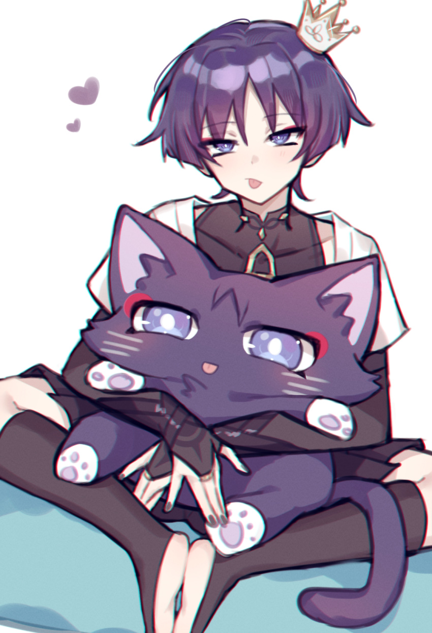 1boy, :p, animalization, armor, black_bodysuit, black_shorts, blunt_ends, bodysuit