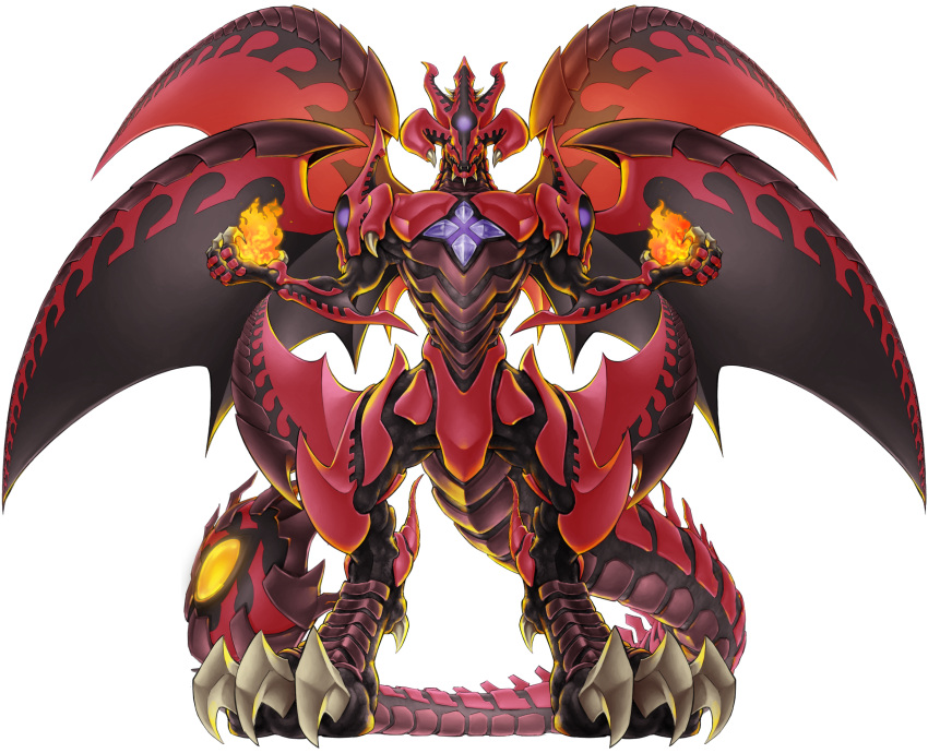 anonymous_(yu-gi-oh!), chest_jewel, claws, dragon_horns, dragon_tail, dragon_wings, duel_monster, fire