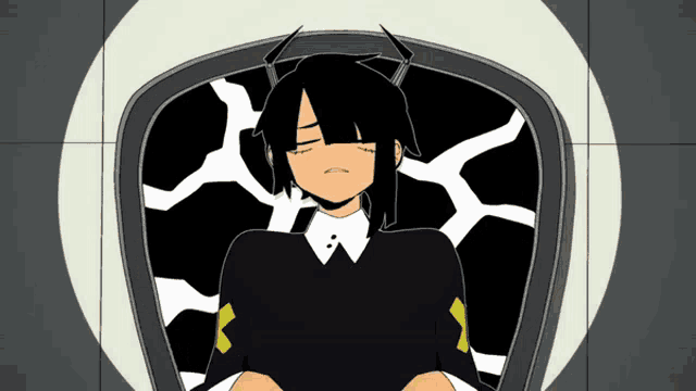 1other, ambiguous_gender, android, animated, animated_gif, black_hair, black_sweater, closed_eyes