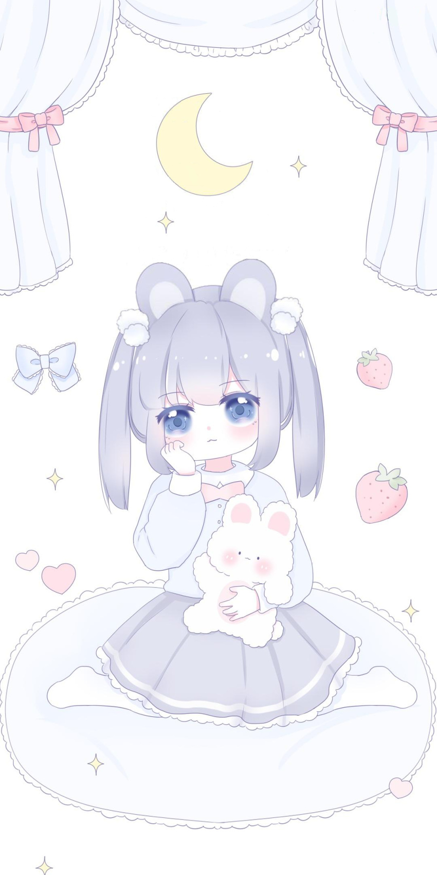 1girl, chibi, highres, huawei, stuffed_animal, stuffed_toy