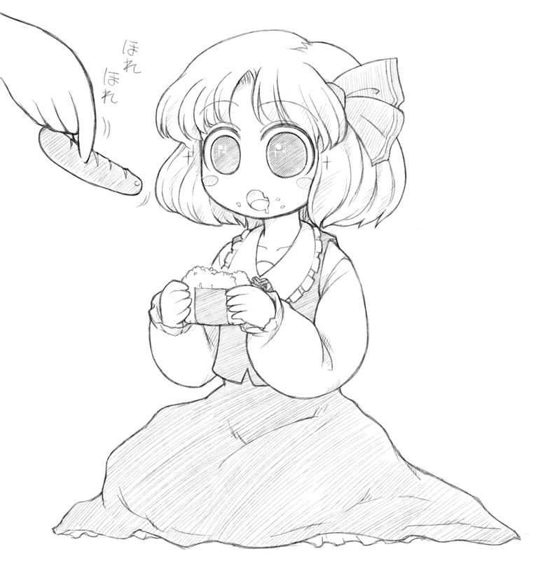 :o, ascot, blush_stickers, child, collarbone, drooling, eating, fang