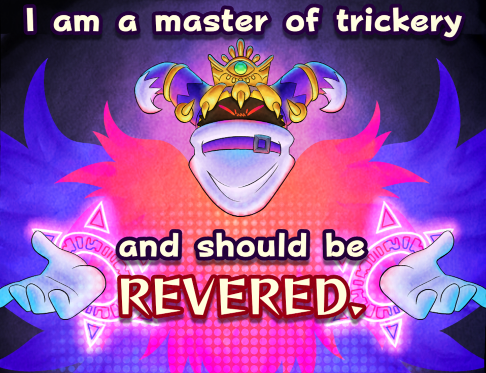 closed_eyes, commentary, crown, english_commentary, gloves, horns, kirby's_return_to_dream_land, kirby_(series)