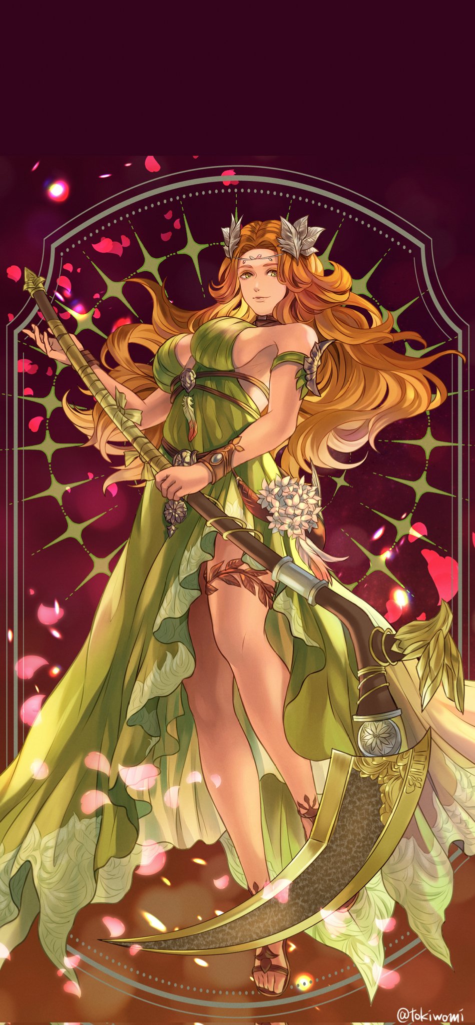 1girl, breasts, character_request, copyright_request, denka_(cloudy-gray), full_body, gold_jewelry, greco-roman_clothes