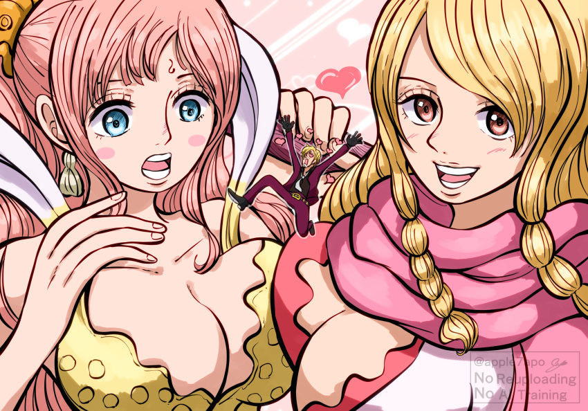 apple7apo, bikini, blonde_hair, blue_eyes, bra, braid, brown_eyes, gerd_(one_piece)