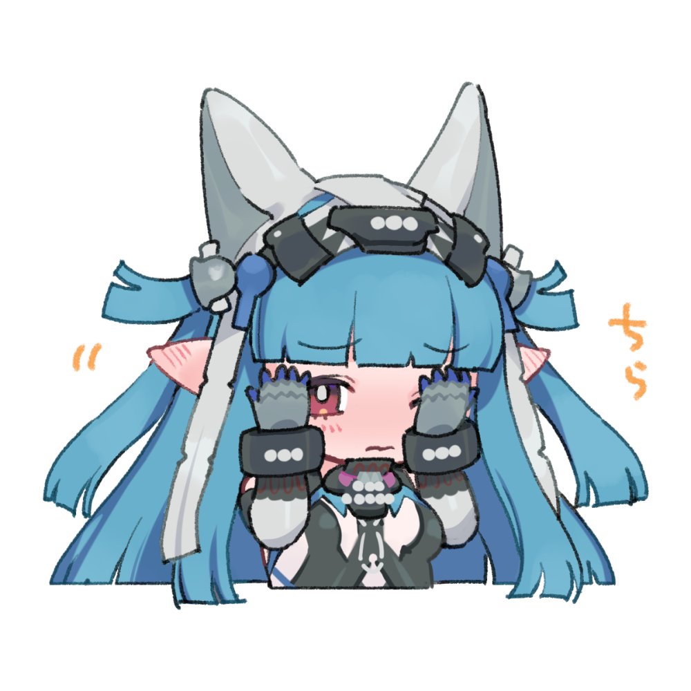 1girl, akagashi_hagane, arknights, arknights:_endfield, blue_hair, blush, breasts, chibi