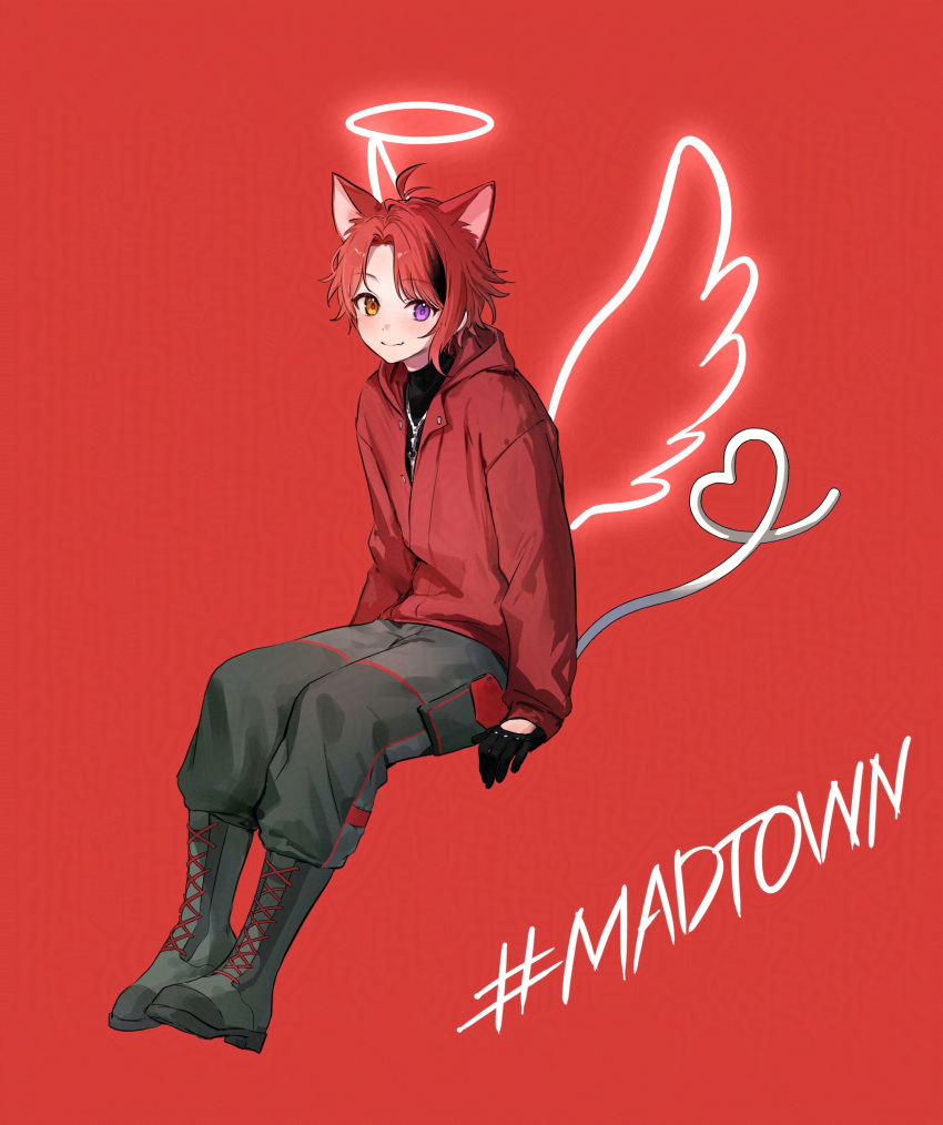 1boy, absurdres, animal_ears, antenna_hair, black_gloves, boots, closed_mouth, commentary_request