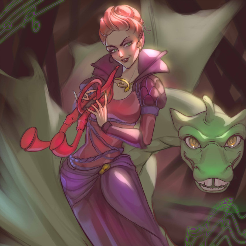 1girl, absurdres, animification, barbie_(franchise), barbie_and_the_diamond_castle, commentary, dragon, dress