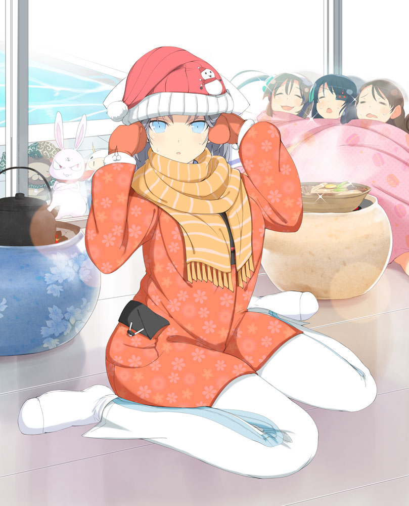 1girl, 3others, 4girls, :<, :d, :o, aimu_(senran_kagura), animal_ears