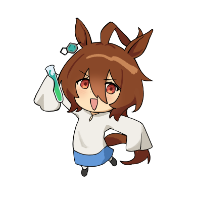 1girl, agnes_tachyon_(umamusume), ahoge, animal_ears, baju_kurung, black_shoes, brown_hair, chibi