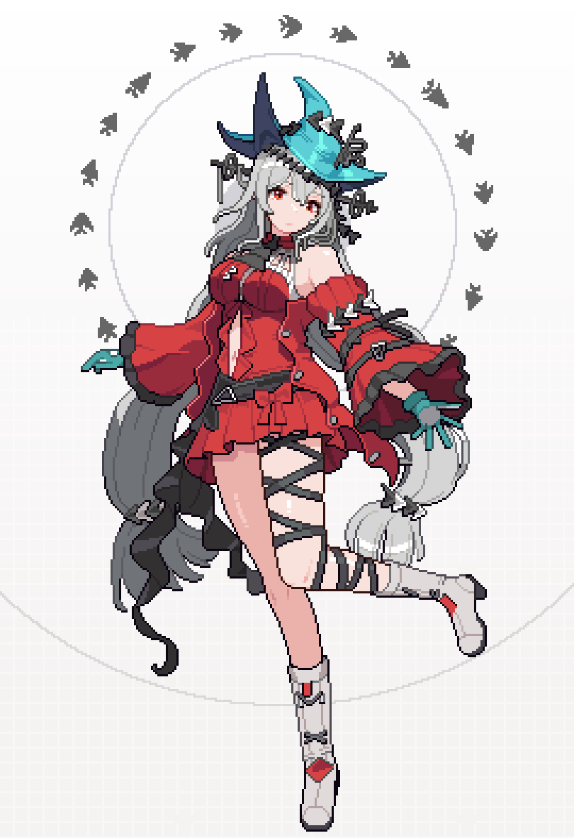1girl, angelfish, aqua_gloves, aqua_hat, arknights, ascot, bare_shoulders, black_ascot