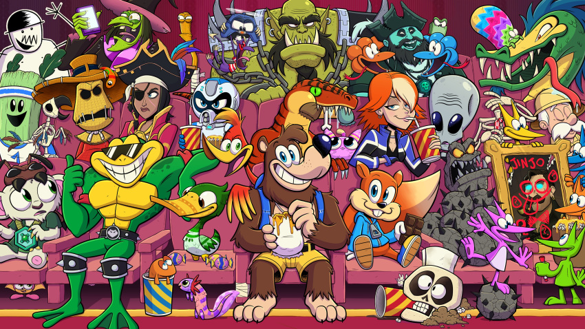 absurdres, alien, animal_ears, anniversary, banjo-kazooie, banjo_(banjo-kazooie), battletoads, bear_ears