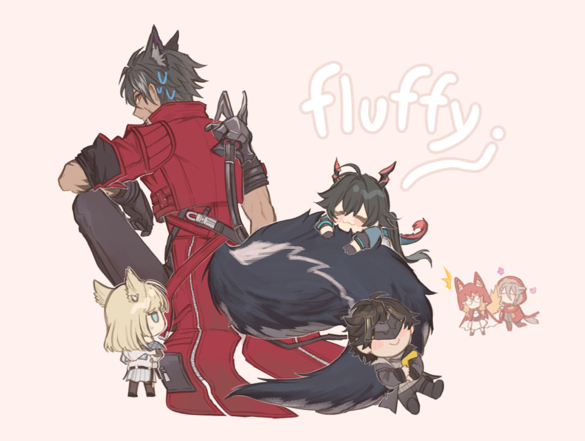 2boys, 4girls, :3, animal_ears, arknights, arknights:_endfield, bird_ears, bird_girl