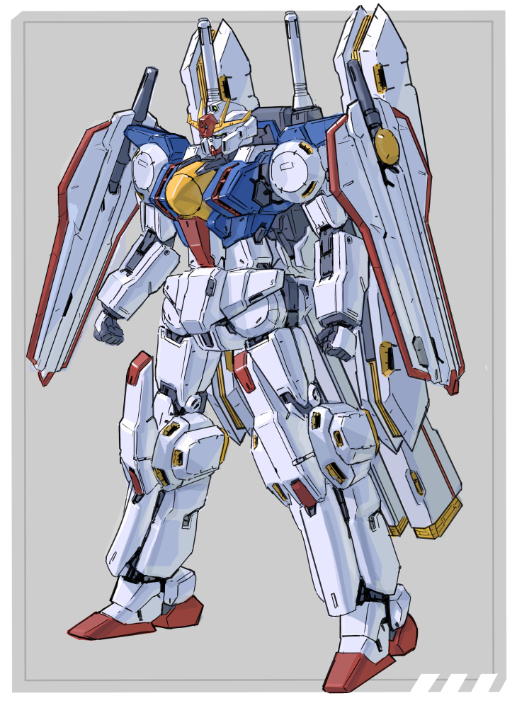 border, commentary_request, green_eyes, gundam, gundam_thunderbolt, mecha, mecha_focus, mobile_suit