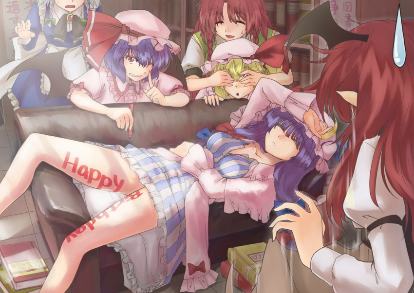 :d, :o, ^_^, abo_(hechouchou), apron, arm_garter, ascot, bare_legs