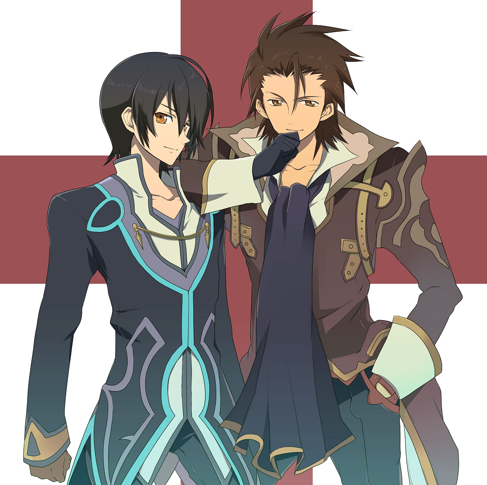 alvin_(tales_of_xillia), bad_id, black_hair, brown_eyes, brown_hair, cravat, gloves, jude_mathis