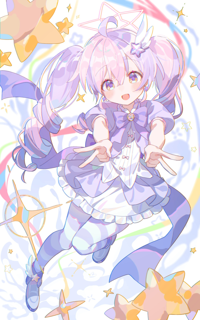 1girl, :d, absurdres, ahoge, back_bow, blue_archive, blush, bow