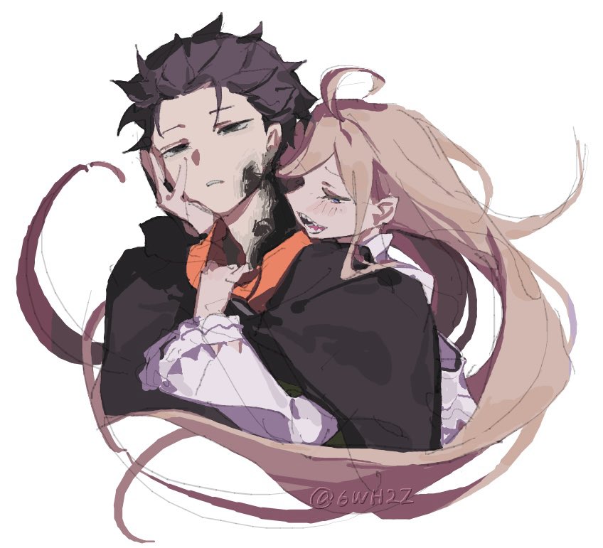 1boy, 1girl, ahoge, black_eyes, black_hair, blonde_hair, blue_eyes, cloak