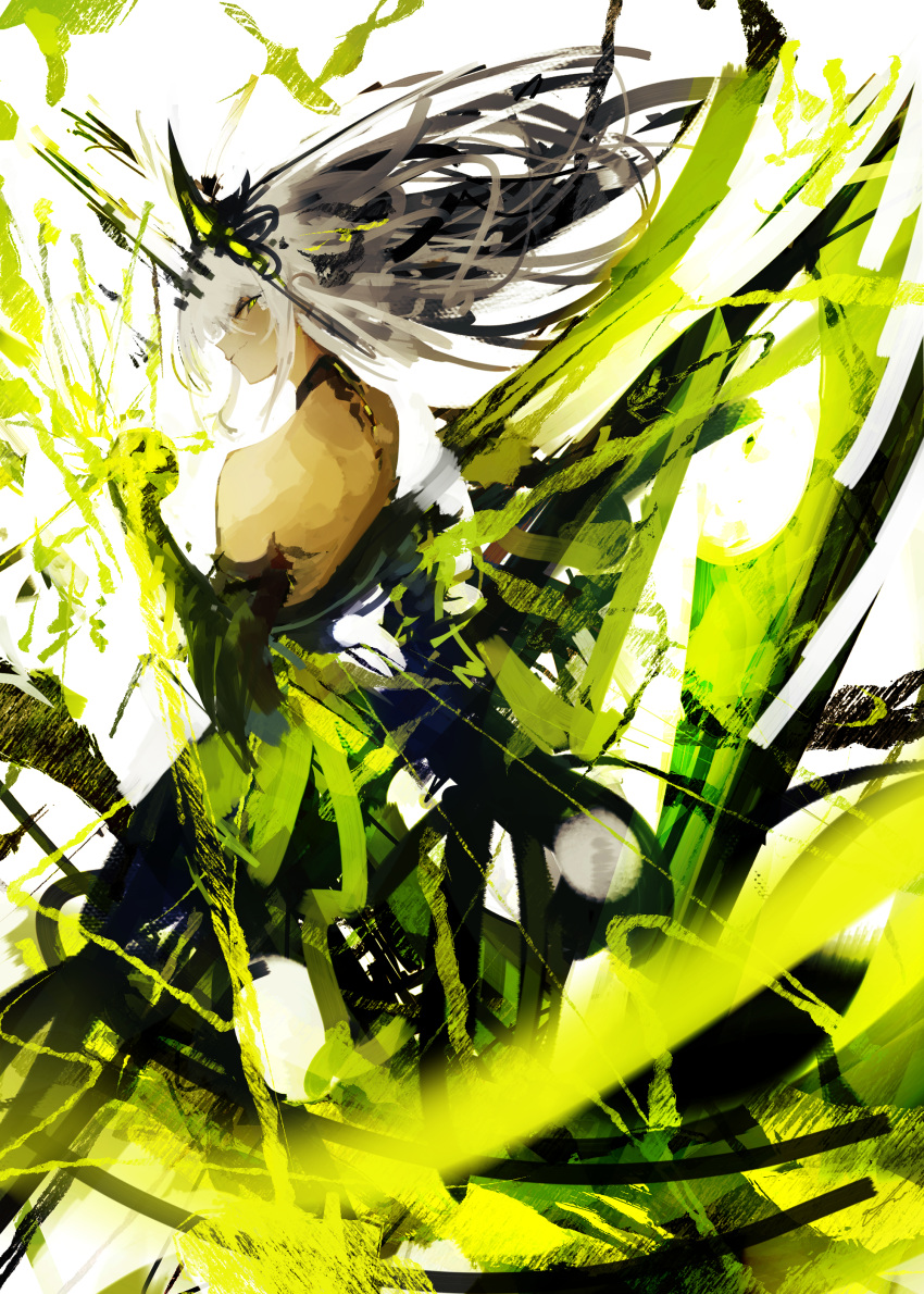 1girl, absurdres, bad_id, bad_twitter_id, black_gloves, closed_mouth, dress, duet_night_abyss