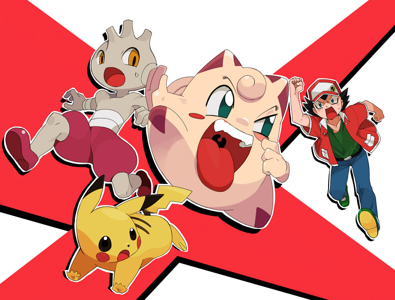 1boy, agemono, akai_isamu_(pokemon), clefairy, pikachu, pocket_monsters_(manga), pokemon, pokemon_(creature)